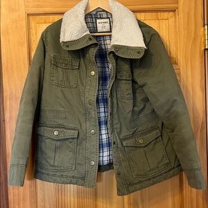 Old Navy Olive Jacket with Sherpa Collar